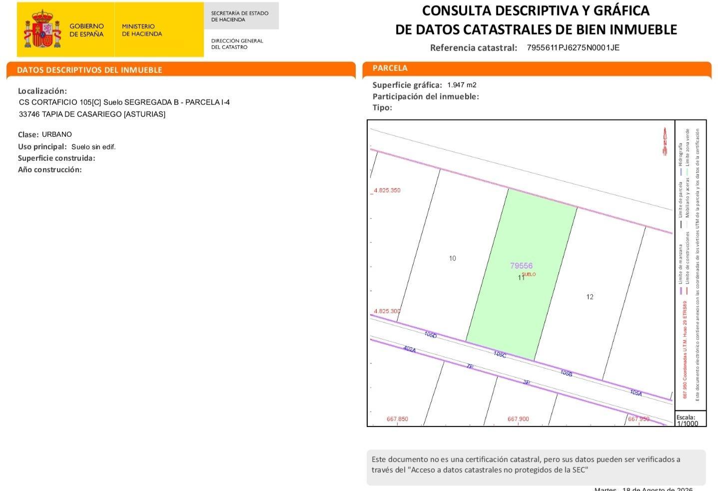 Parcela en Venta en Tapia de Casariego