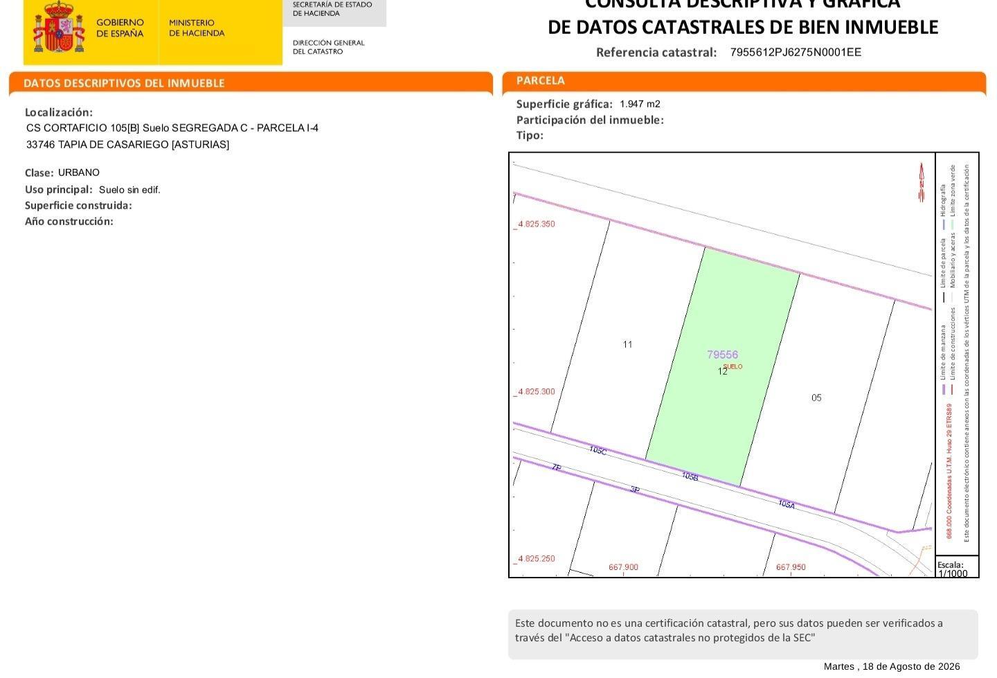 Parcela en Venta en Tapia de Casariego