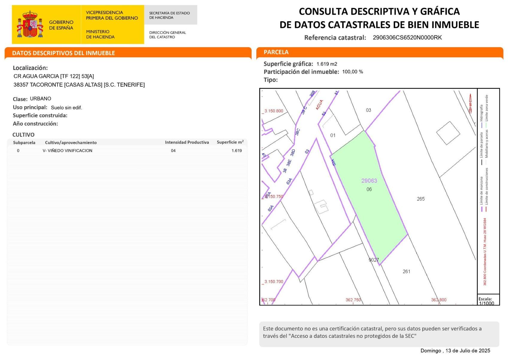 Parcela en Venta en Tacoronte