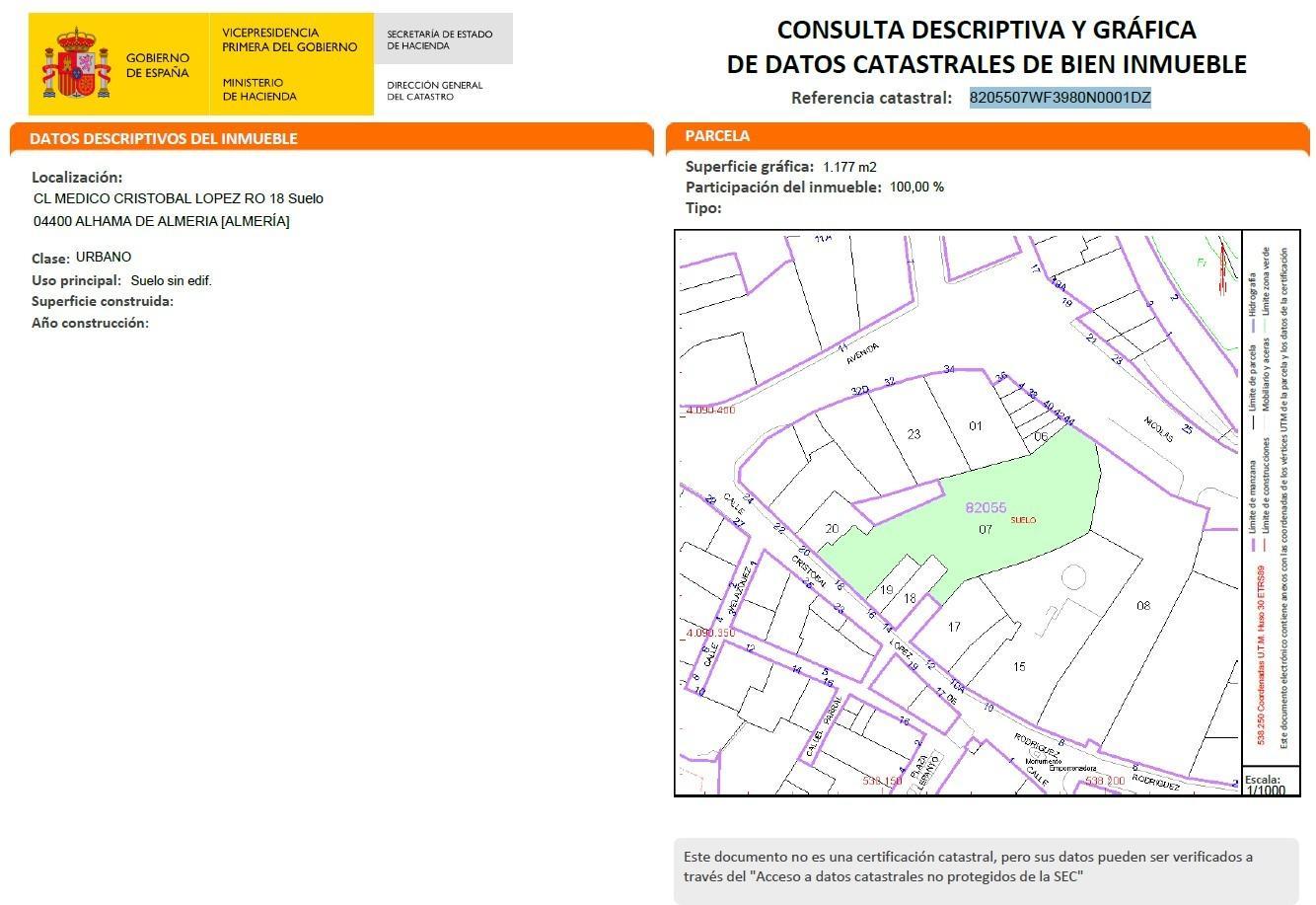 Plot for Sale in Alhama de Almería