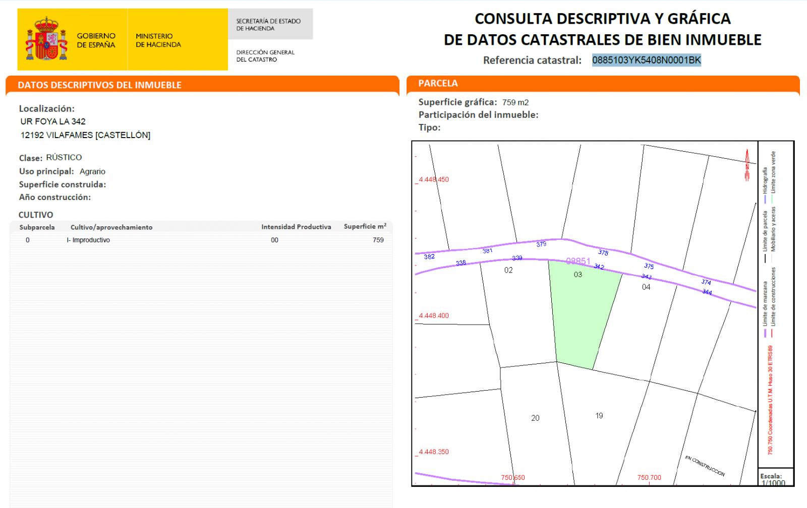 Building Site for Sale in Vilafamés